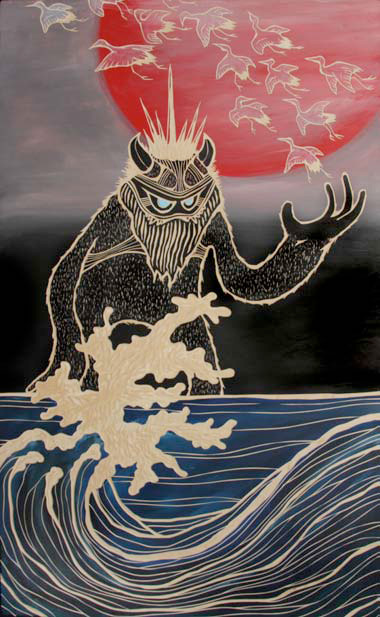 ad_tadmc-intothenight-pr-short-des5 into the night - 01 | wood carving, acryllic paint, 30 x 50 cm (2011)
